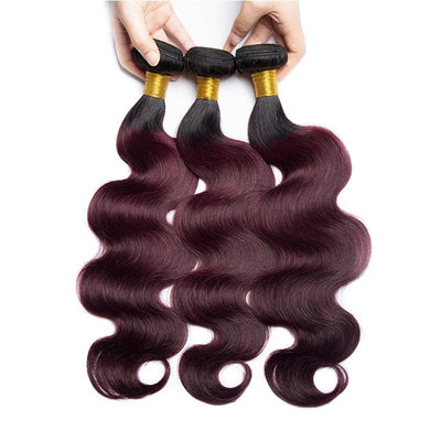 Modern Show 1b/dark 99j Ombre Color Hair Body Wave 3 Bundles Brazilian Weave Remy Human Hair Weft