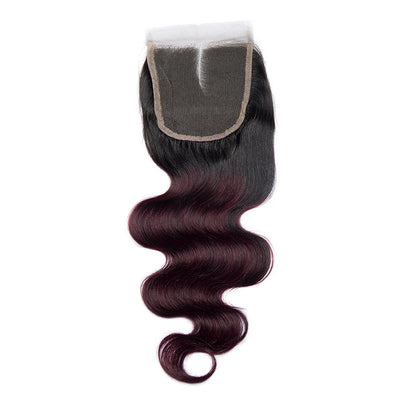 Modern Show Ombre Closure 1b/ Dark 99j Color Body Wave 4x4 Lace Closure With Baby Hair Remy Human Hair Swiss Lace Closure
