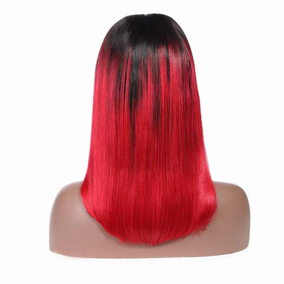 Modern Show 1b/Red Ombre Color Short Bob Wig Straight Human Hair Wigs Pre Plucked Brazilian Hair Lace Front Wig