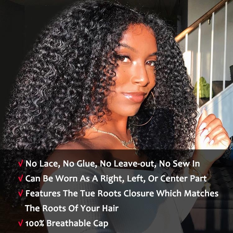 Clearance Sale| Modern Show Glueless U Part Wig 10A Kinky Curly Natural Scalp Human Hair Wigs Without Leave out