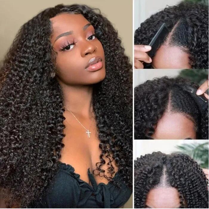 Clearance Sale| Modern Show Glueless U Part Wig 10A Kinky Curly Natural Scalp Human Hair Wigs Without Leave out