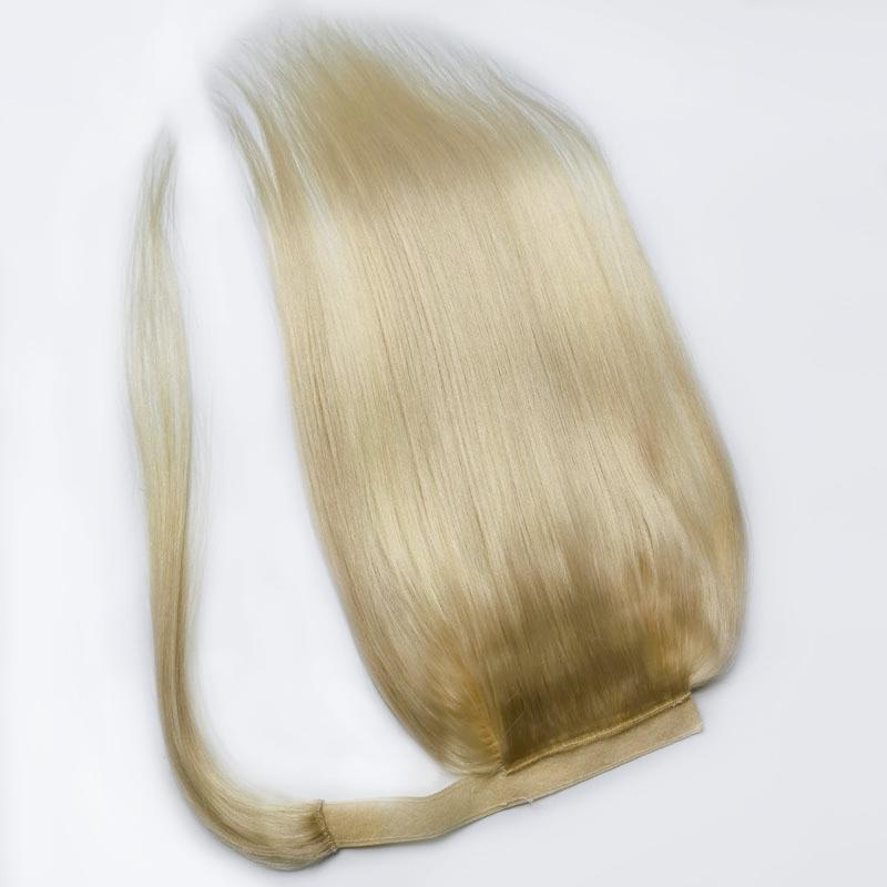 Modern Show #613 Blonde Color Straight Human Hair Velcro Ponytail Wrap Around Clip In Ponytail Hair Extensions