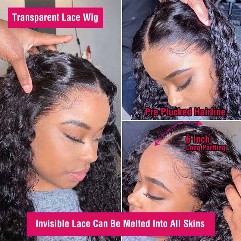 13x6 HD Lace Front Wig Human Hair 180 Density Water Wave 18 Inch Amazon.com : Newshion 13x6 Water Wave Lace Front Wigs Human  main image 4