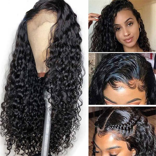Water Wave Human Hair Wigs 4x4 Lace Closure Wig With Baby  display picture 2