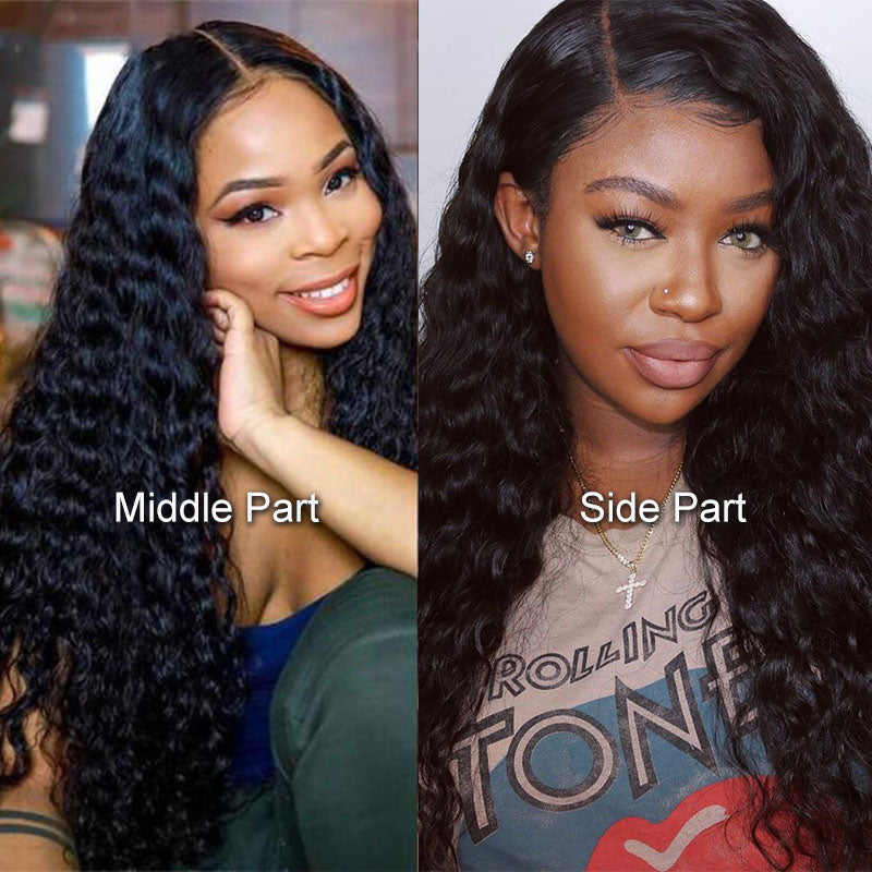 Water Wave 13x6 Transparent Lace Front Wigs Brazilian Wet And Wavy Human Hair Pre Plucked Half Lace Wig