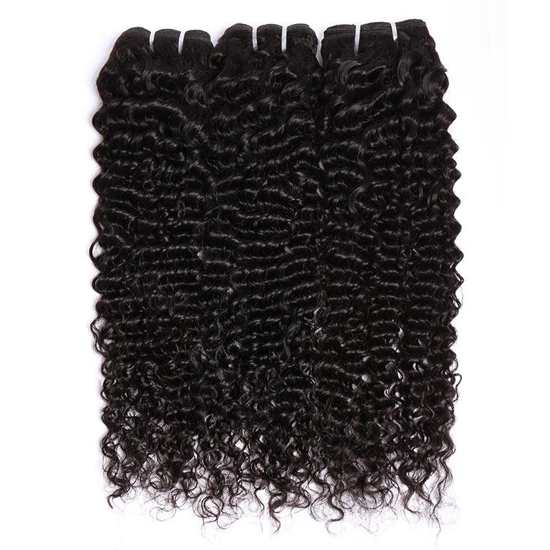 Modern Show 30 Inch Long Brazilian Deep Wave Curly Human Hair Weave 3 Bundles Natural Black Color Jerry Curly Hair Extension