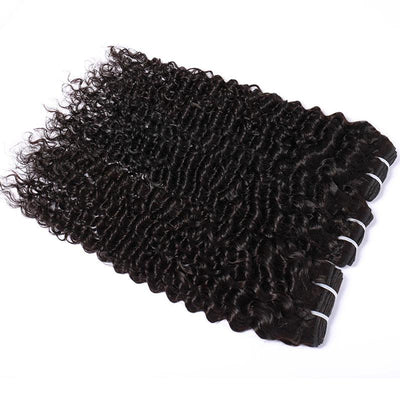 Modern Show 30 Inch Long Brazilian Deep Wave Curly Human Hair Weave 3 Bundles Natural Black Color Jerry Curly Hair Extension