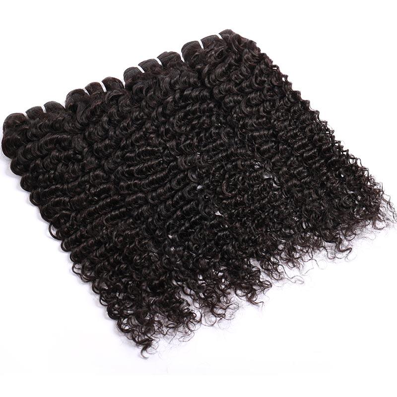 Modern Show 30 Inch Long Brazilian Deep Wave Curly Human Hair 4 Bundles Jerry Curly Hair Weave Natural Black Color