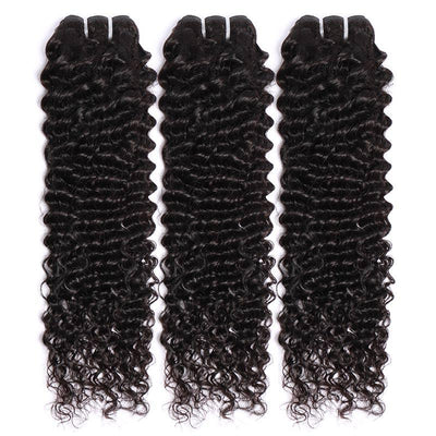 Modern Show 30 Inch Long Brazilian Deep Wave Curly Human Hair Weave 3 Bundles Natural Black Color Jerry Curly Hair Extension
