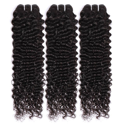 Modern Show 30 Inch Long Brazilian Deep Wave Curly Human Hair Weave 3 Bundles Natural Black Color Jerry Curly Hair Extension