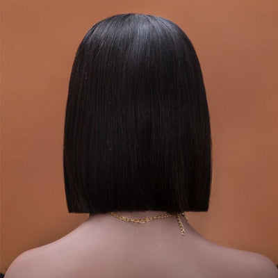 Modern Show Short Blunt Cut Bob Wig Brazilian Straight Human Hair Lace Front Wigs Pre Plucked