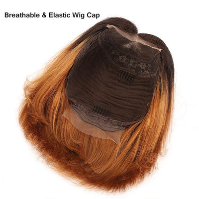 Modern Show Short Bob 4x4 Lace Closure Wig 1b/30 Medium Brown Ombre Color Straight Human Hair Wigs For Women