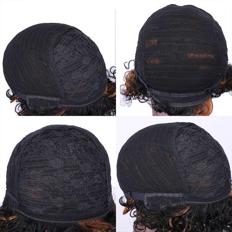 Modern Show Ombre Human Hair Wigs Short Afro Curly 1b/27/99j/Burgundy Color Glueless Machine Made Wig For Women