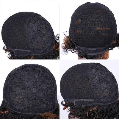 Modern Show Ombre Human Hair Wigs Short Afro Curly 1b/27/99j/Burgundy Color Glueless Machine Made Wig For Women