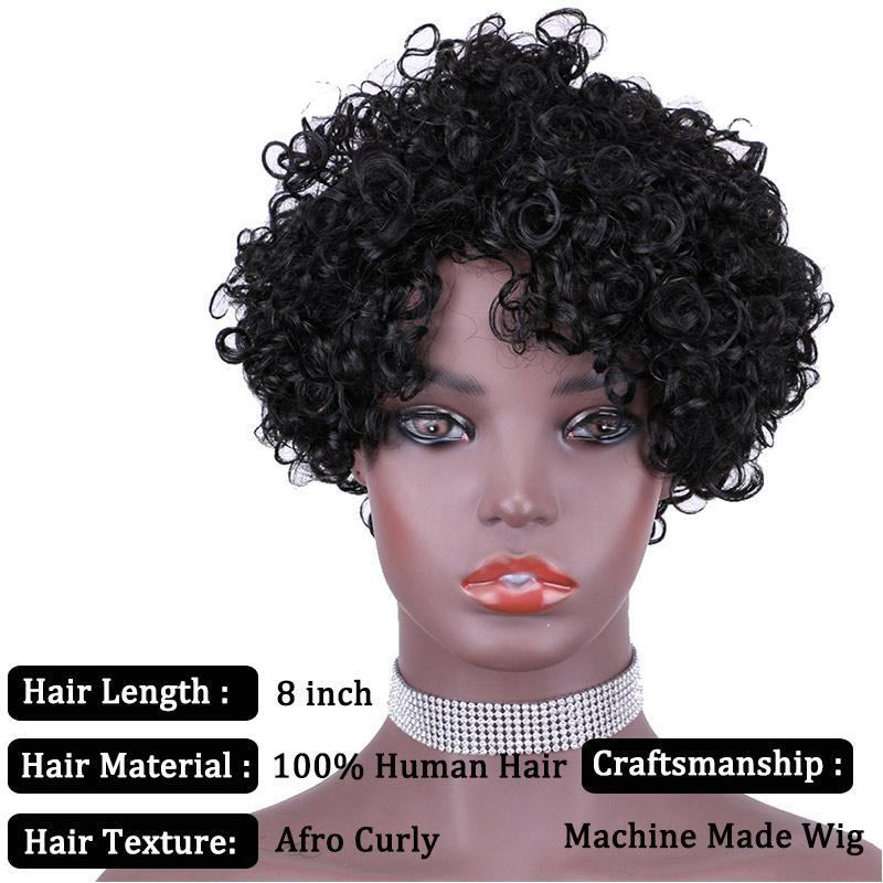 Modern Show Ombre Human Hair Wigs Short Afro Curly 1b/27/99j/Burgundy Color Glueless Machine Made Wig For Women