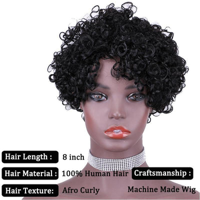 Modern Show Ombre Human Hair Wigs Short Afro Curly 1b/27/99j/Burgundy Color Glueless Machine Made Wig For Women