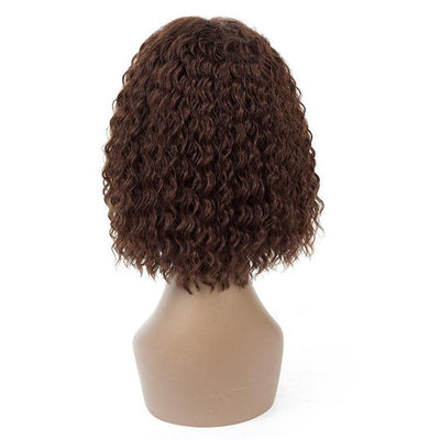 Modern Show Short Glueless Bob Wig With Bangs Brown Color Water Wave Human Hair Wigs For Black Women
