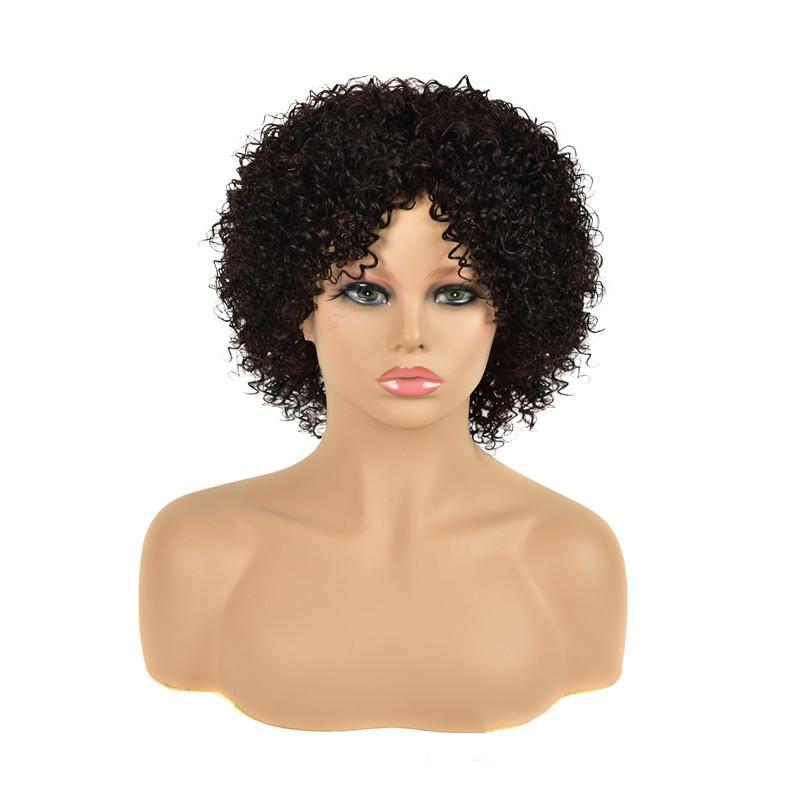 Modern Show Brown Ombre Short Curly Human Hair Wigs 1b/27/99j Burgundy Color Glueless Machine Made Wig For Women