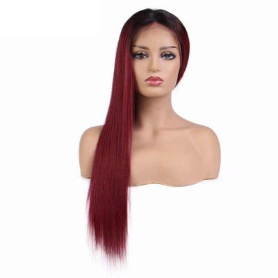 Modern Show 1b/Burgundy Ombre Hair Color Wig Long Straight Human Hair Wigs Pre Plucked Lace Front Wig With Baby Hair