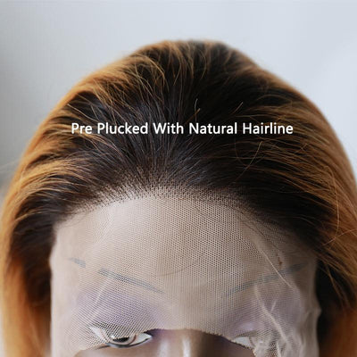 Modern Show Gold Ombre 1b/27 Hair Color Wig Long Straight Brazilian Human Hair Wigs Pre Plucked Lace Front Wig With Baby Hair