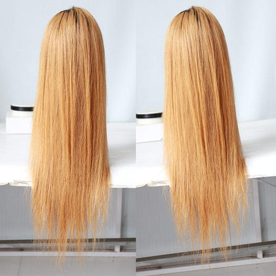 Modern Show Gold Ombre 1b/27 Hair Color Wig Long Straight Brazilian Human Hair Wigs Pre Plucked Lace Front Wig With Baby Hair