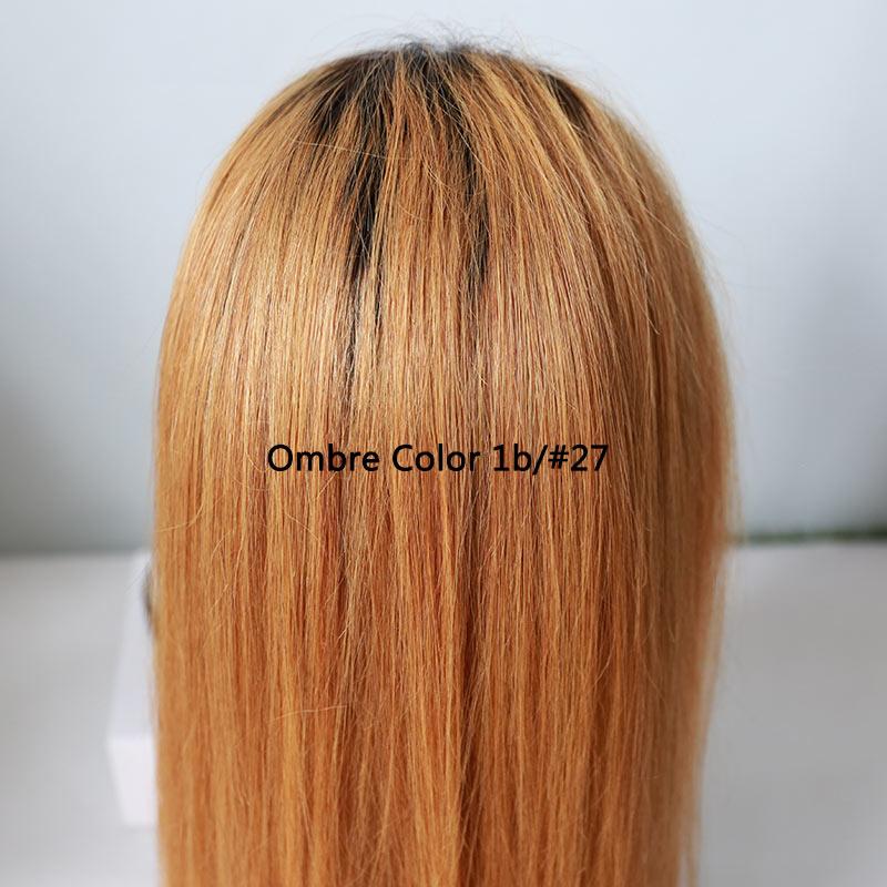 Modern Show Gold Ombre 1b/27 Hair Color Wig Long Straight Brazilian Human Hair Wigs Pre Plucked Lace Front Wig With Baby Hair