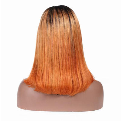 Modern Show Short Bob Wig Ombre 1b/Orange Color Straight Human Hair Wigs Pre Plucked Brazilian Hair Lace Front Wigs For Women