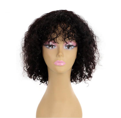 Modern Show Short Water Wave Human Hair Wigs With Bangs T1B/30 Ombre Color Passion Twists Curly Hair 1b/99j Color Glueless Wig