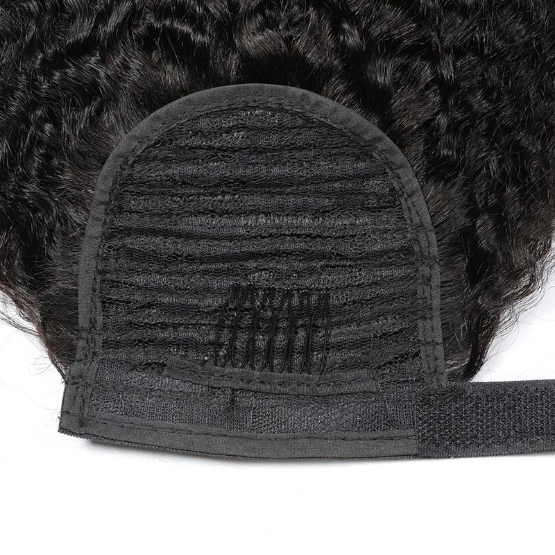 Modern Show Yaki Straight Human Hair Ponytail Wrap Around Clip In Hair Extensions Brazilian Hair Velcro Ponytail