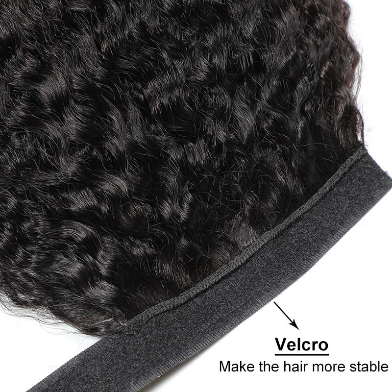 Modern Show Yaki Straight Human Hair Ponytail Wrap Around Clip In Hair Extensions Brazilian Hair Velcro Ponytail