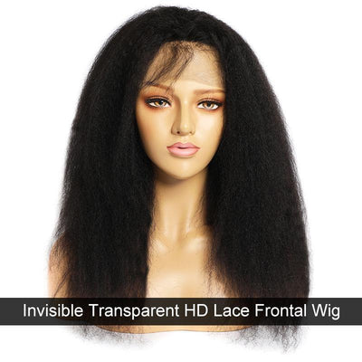 Modern Show 13x4 Transparent Lace Wig Brazilian Human Hair Yaki Straight Pre Plucked Half Lace Front Wigs With Baby Hair