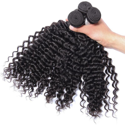 Modern Show 10A Unprocessed Indian Virgin Remy Human Hair Weave Curly Hair 3 Bundles With Lace Closure-3 bundles curly hair