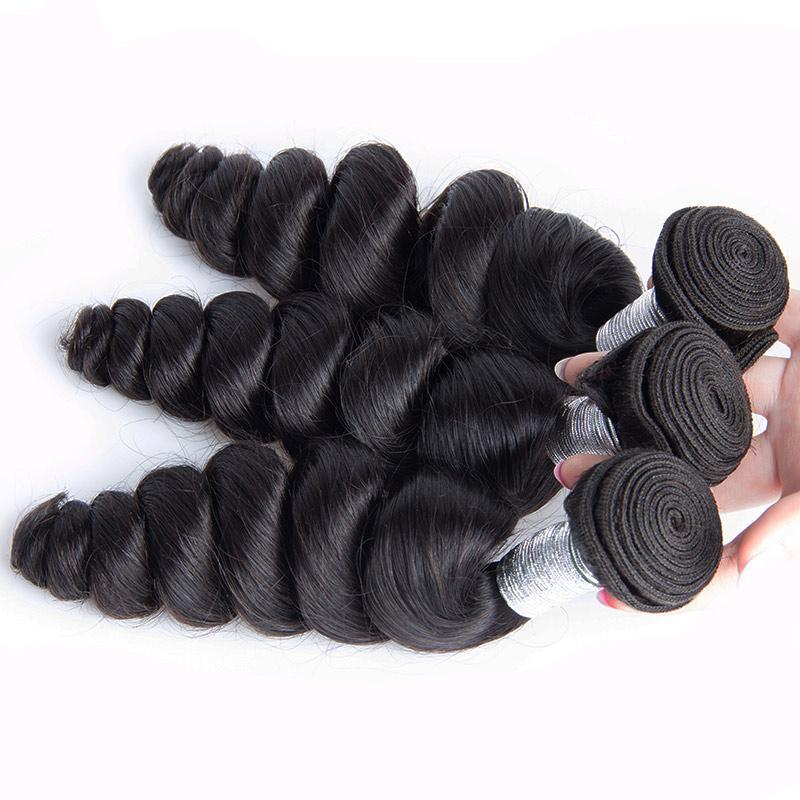 Modern Show 3 PCS Indian Loose Wave Virgin Hair Weave Bundles Remy Human Hair Extensions-3 PCS LOOSE WAVE