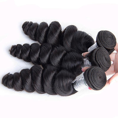 Modern Show 3 PCS Indian Loose Wave Virgin Hair Weave Bundles Remy Human Hair Extensions-3 PCS LOOSE WAVE