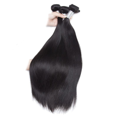 Modern Show Good Raw Indian Virgin Remy Human Hair Extensions Straight 3 Bundles With Lace Closure-3 bundles straight human hair weave