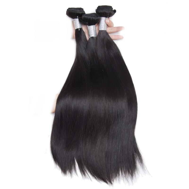 Modern Show Hair Indian Virgin Remy Straight Human Hair Pre Plucked Lace Frontal Closure With 3 Bundles Sale -3 bundles straight hair