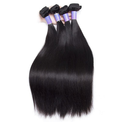 Modern Show Hair 10A Raw Indian Straight Virgin Remy Human Hair 4 Bundles With Lace Frontal Closure-4 pcs straight hair