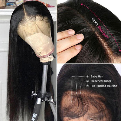 Modern Show Brazilian Straight 13x6 Transparent Lace Front Wigs Remy Human Hair Wigs With Baby Hair & Pre Plucked