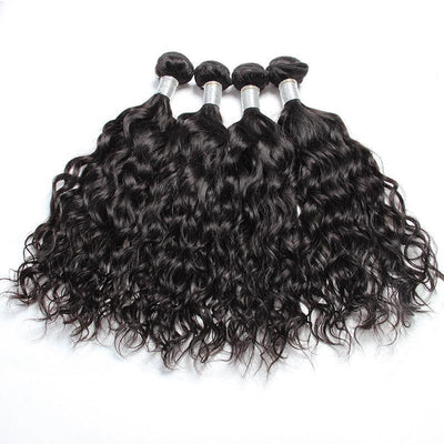 Modern Show Hair 10A Raw Indian Virgin Hair Water Wave 4 Bundles With Closure Wet And Wavy Human Hair Extensions-4 pcs water wave hair