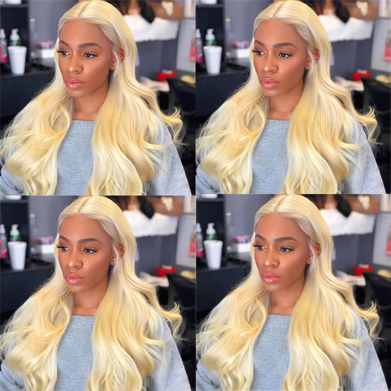 613 Blonde Wig Body Wave Human Hair 4X4 Lace Closure Wigs With