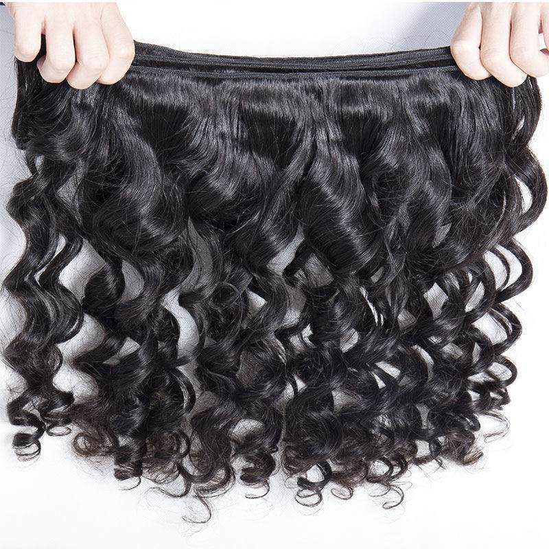 Modern Show Hair Raw Indian Virgin Hair Loose Wave 3 Bundles With Ear To Ear Pre Plucked Lace Frontal Closure-hair weft