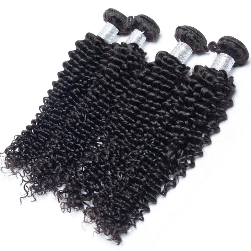 Modern Show Hair 10A Malaysian Virgin Remy Curly Weave Human Hair 4 Bundles With Lace Closure For -4 bundles