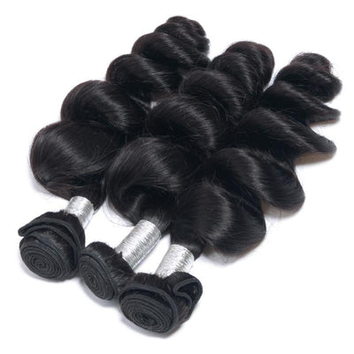Modern Show 10A Malaysian Loose Wave Virgin Hair Weave 3 Bundles Natural Remy Human Hair Extension-3 pcs loose curly hair