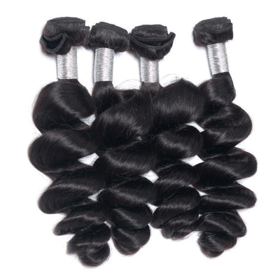Modern Show 10A Grade Unprocessed Virgin Malaysian Loose Wave Human Hair 4 Bundles With Lace Closure-4 bundles