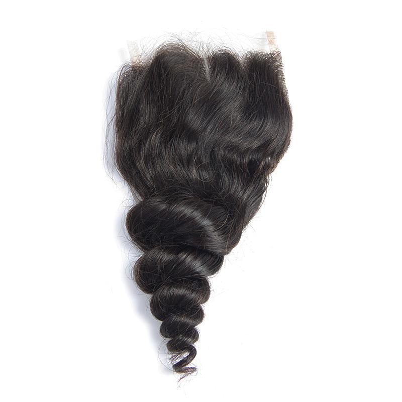 Modern Show Hair Loose Wave Swiss Lace Closure With Baby Hair Malaysian Remy Human Hair three part