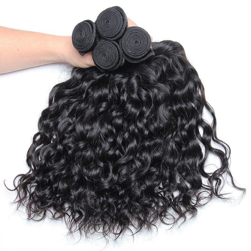 Modern Show Hair 10A Mink Brazilian Virgin Hair Water Wave 4 Bundles With 4x4 Lace Closure With Baby Hair-4 bundles hair