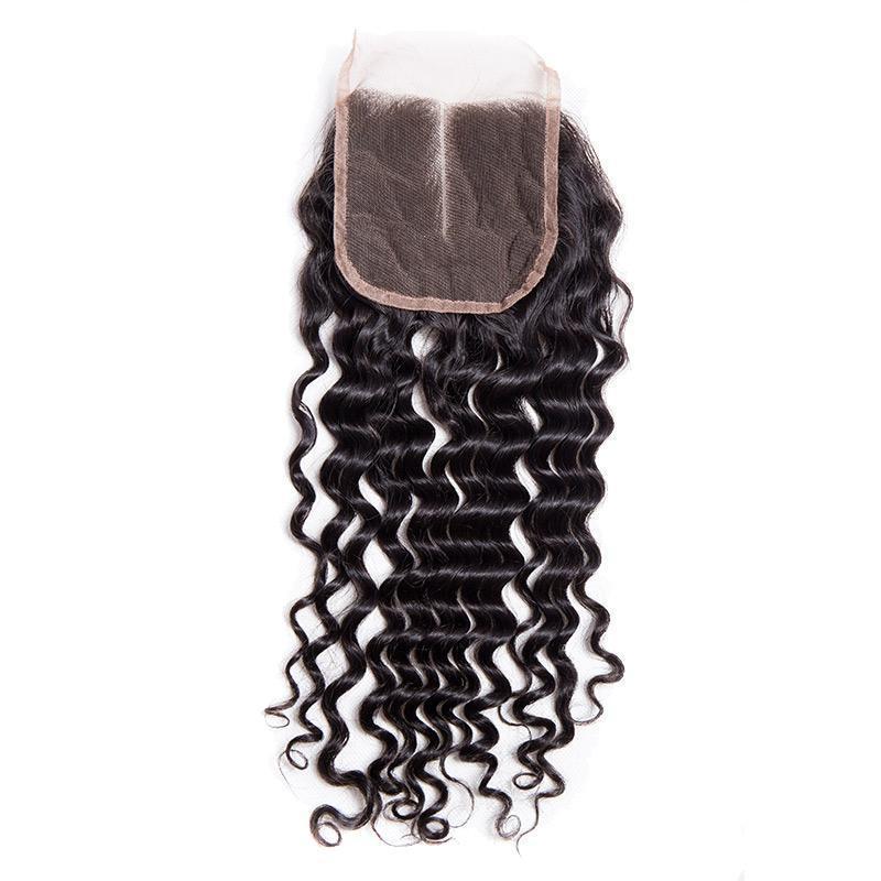 Modern Show Virgin Peruvian Curly Human Hair Swiss Lace Closure With Baby Hair-middle part
