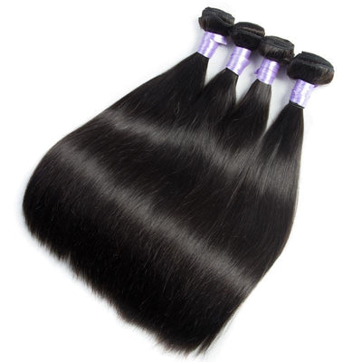Modern Show Hair 10A Peruvian Straight Virgin Remy Human Hair Weave 4 Bundles With Lace Closure-4 bundles straight hair