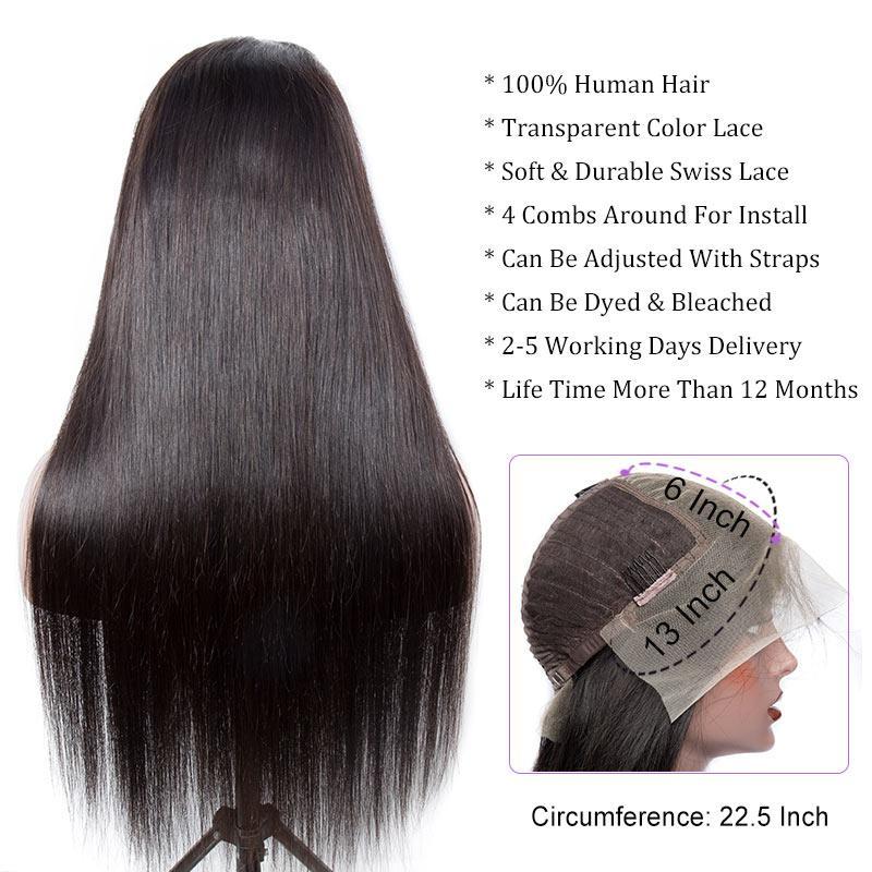 Modern Show Brazilian Straight 13×6 Transparent Lace Front Wigs Remy Human Hair Wigs With Baby Hair & Pre Plucked