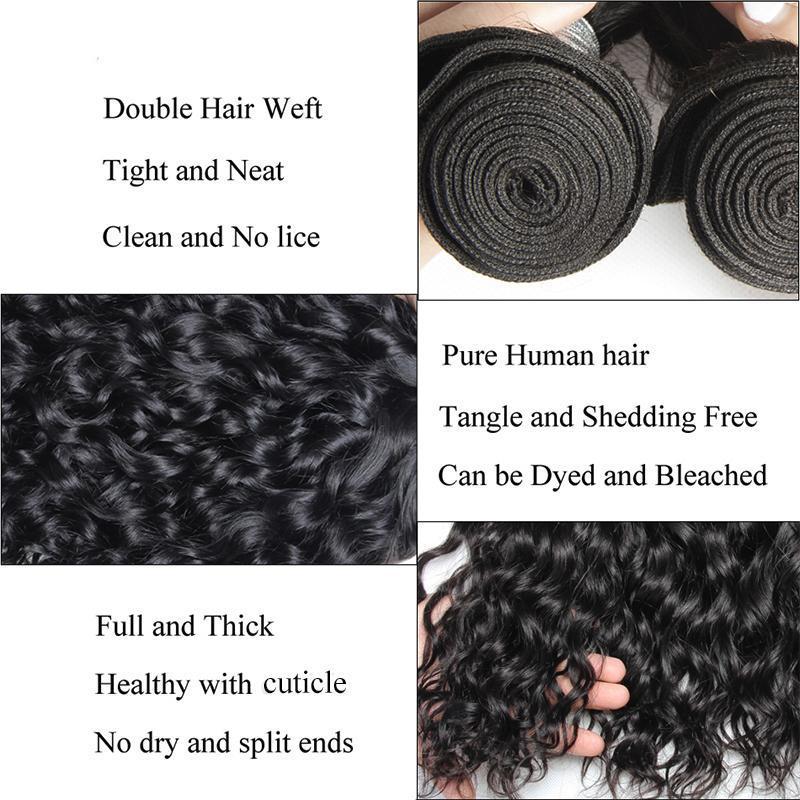 Modern Show Hair 10A Mink Brazilian Virgin Hair Water Wave 4 Bundles With 4x4 Lace Closure With Baby Hair-bundles details